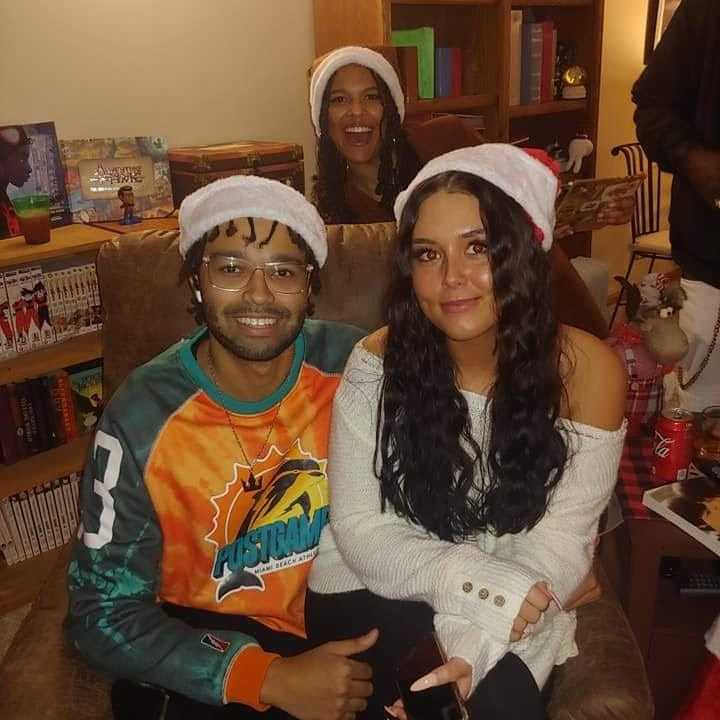 Christmas hats with family